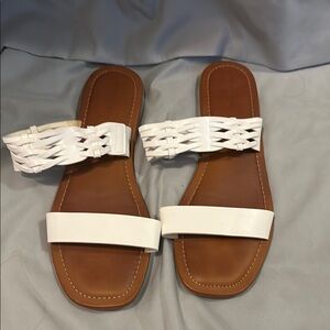 White Woven Strap Sandals